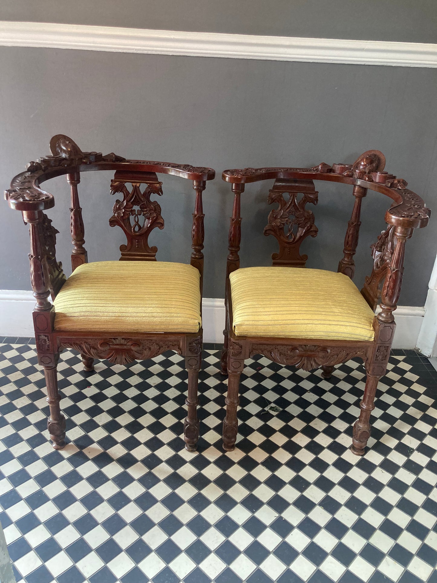 Pair of Mahogany Corner Chairs