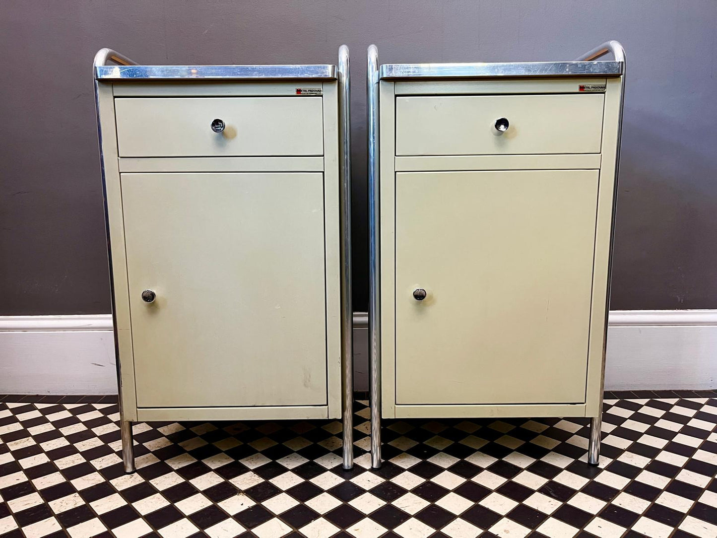 Pair of Industrial Medical Cabinets 'Bauhaus Style'