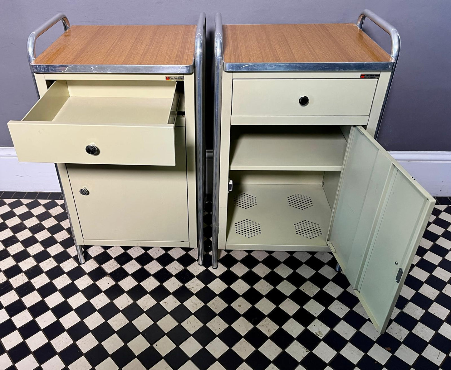 Pair of Industrial Medical Cabinets 'Bauhaus Style'