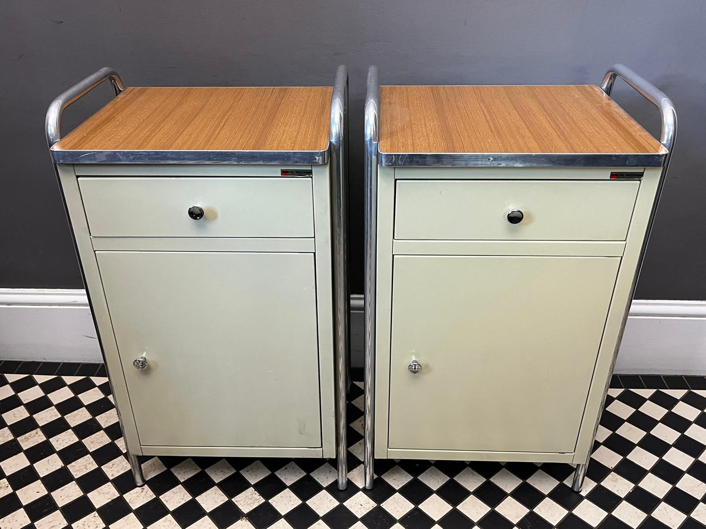 Pair of Industrial Medical Cabinets 'Bauhaus Style'