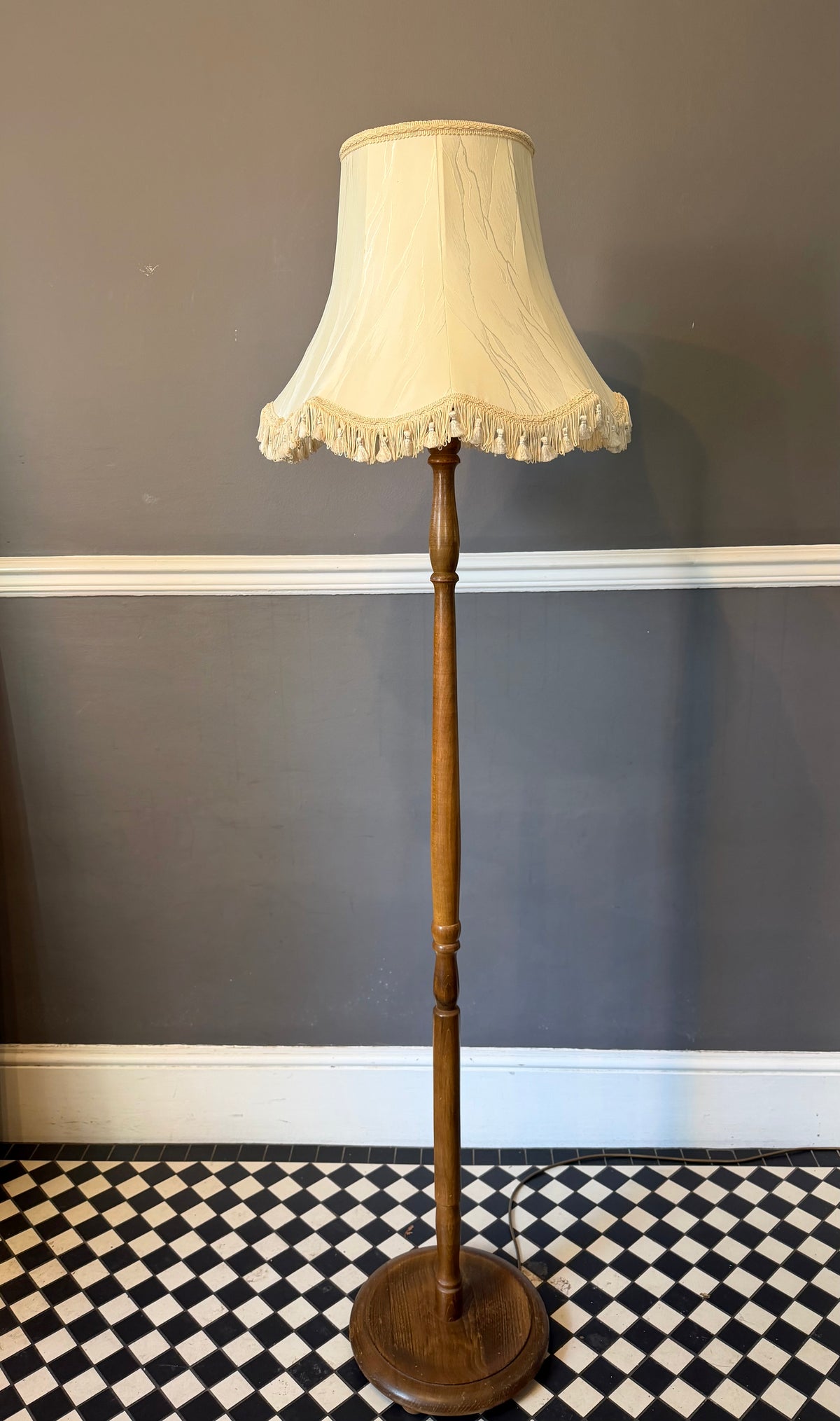 Vintage Light Oak Floor Standard Lamp