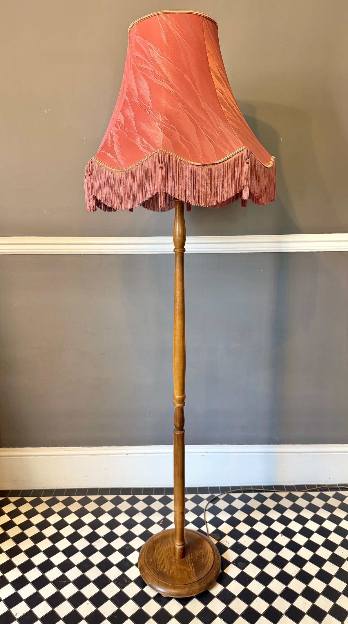 Vintage Light Oak Floor Standard Lamp